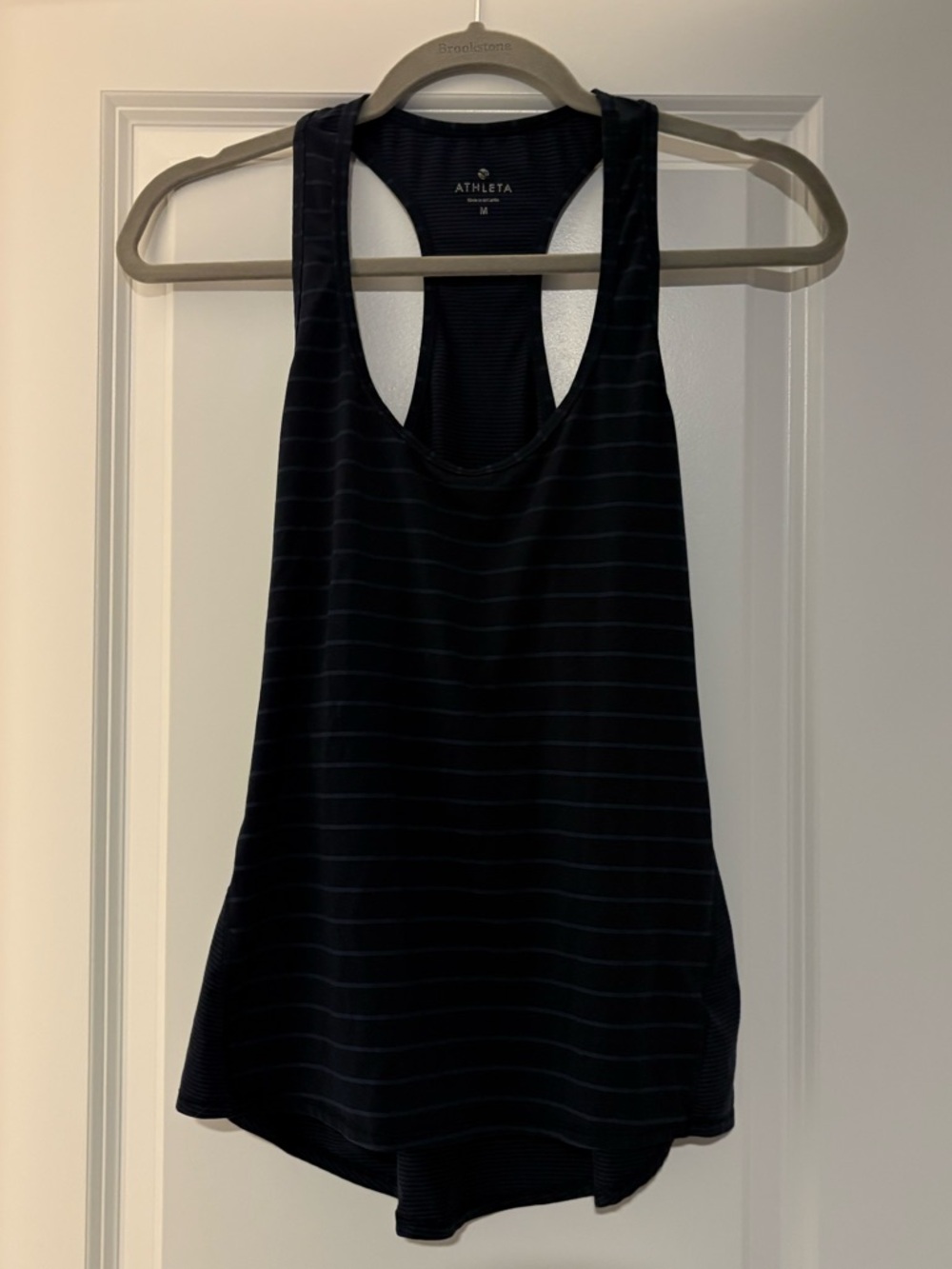 Athleta Black Striped Racerback Tank – Size Medium